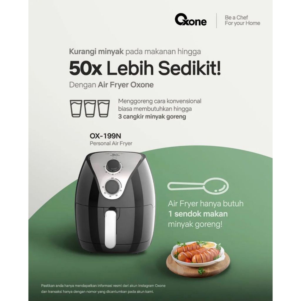 Oxone OX199N 2021 Air Fryer Healthy Food Capacity 4L Premium - Gambar 4