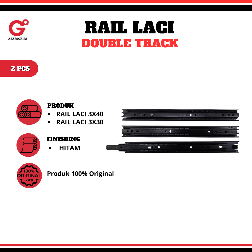 Drawer Rail Standard Track Double Drawer Rail Set 30cm/ 40cm | Shopee ...