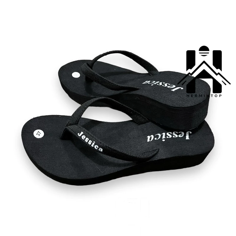 Sandal Wanita Tebal Hitam Marun Coklat Jessica - Gambar 2