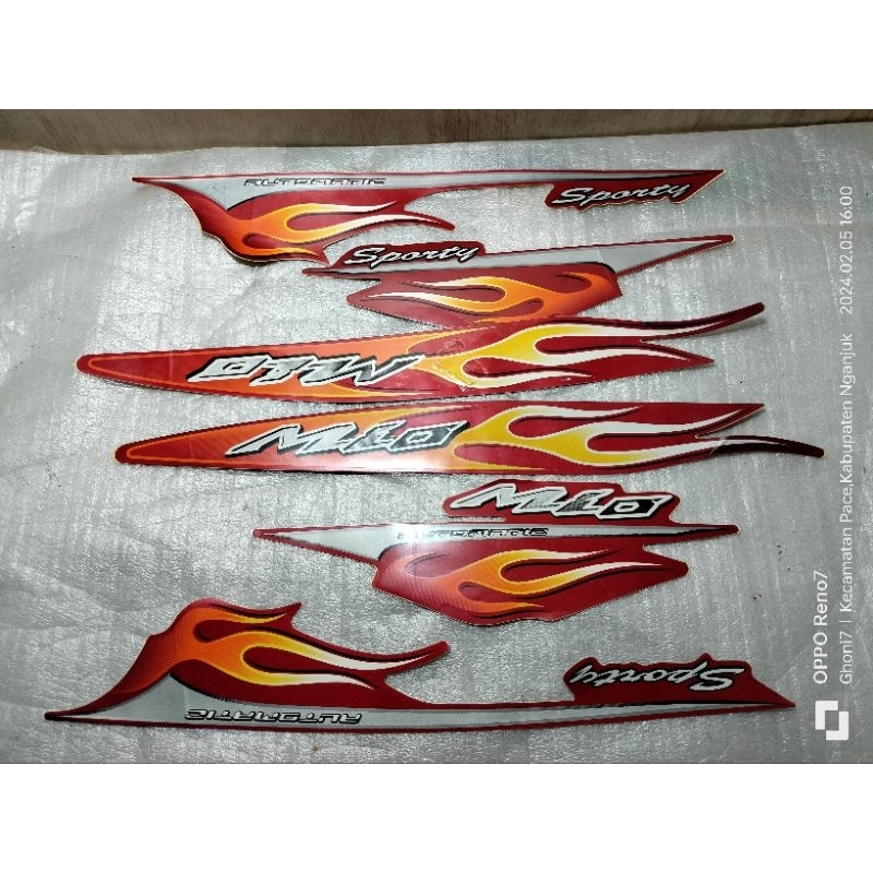 MERAH 2006 Mio sporty full set right and left sticker Striping ...