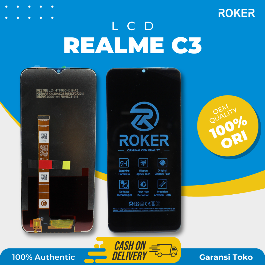 ROKER LCD TOUCHSCREEN REALME C3 5 5i / OPPO A5 A9 2020 A31 Fullset ORIGINAL BY ROKER