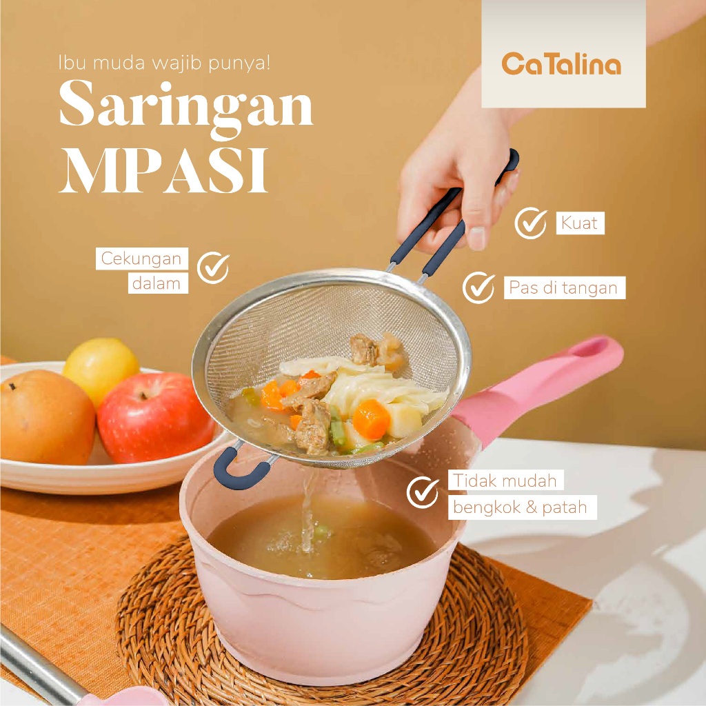 Saringan Halus Bubur Mpasi Santan Tepung Serbaguna Handle Silikon - Gambar 4