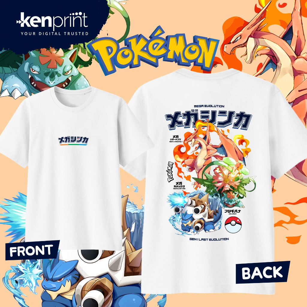 Pokemon T-shirt | Mega CHARIZARD Y | Venusaur | Mega BLASTOISE ...