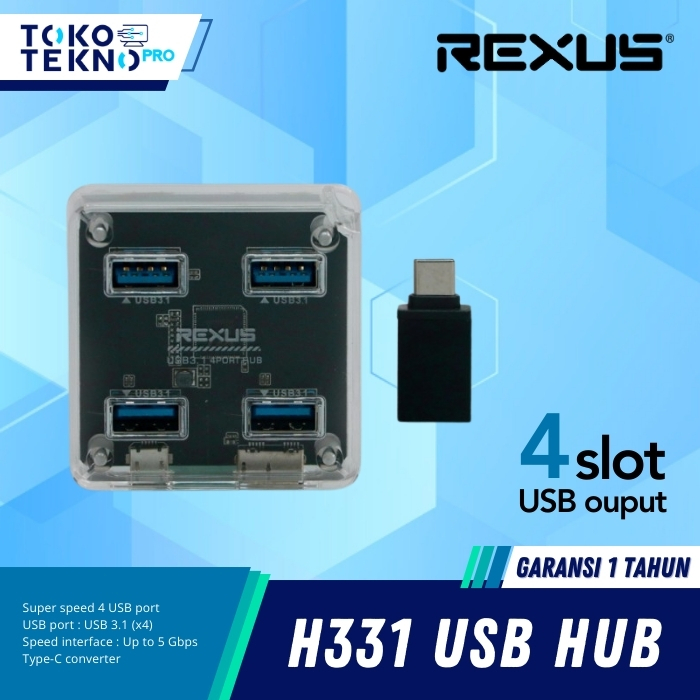 Rexus H331 USB Hub 3.1 4 Port Garansi Resmi