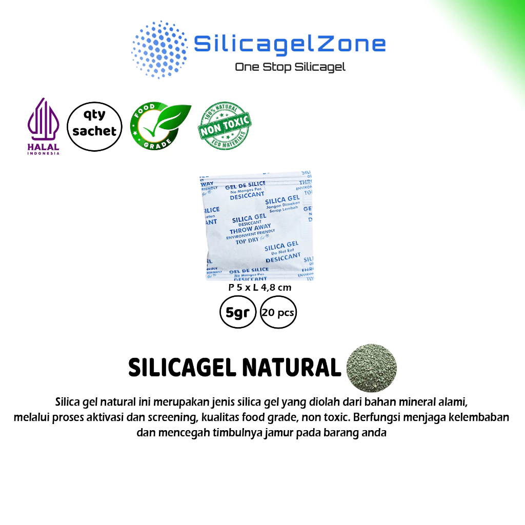 Silica Gel Natural 1 pack isi 100 sachet TERMURAH KUALITAS FOOD GRADE - Gambar 4