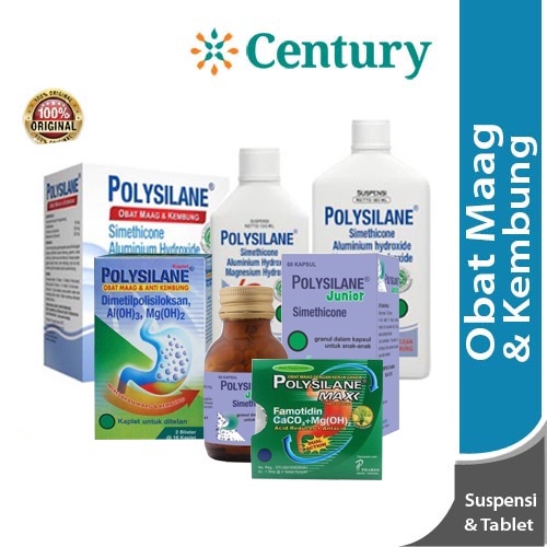Polysilane Tablet 1 Strip/ Suspensi 100ml dan 180ml - Obat Maag dan Kembung