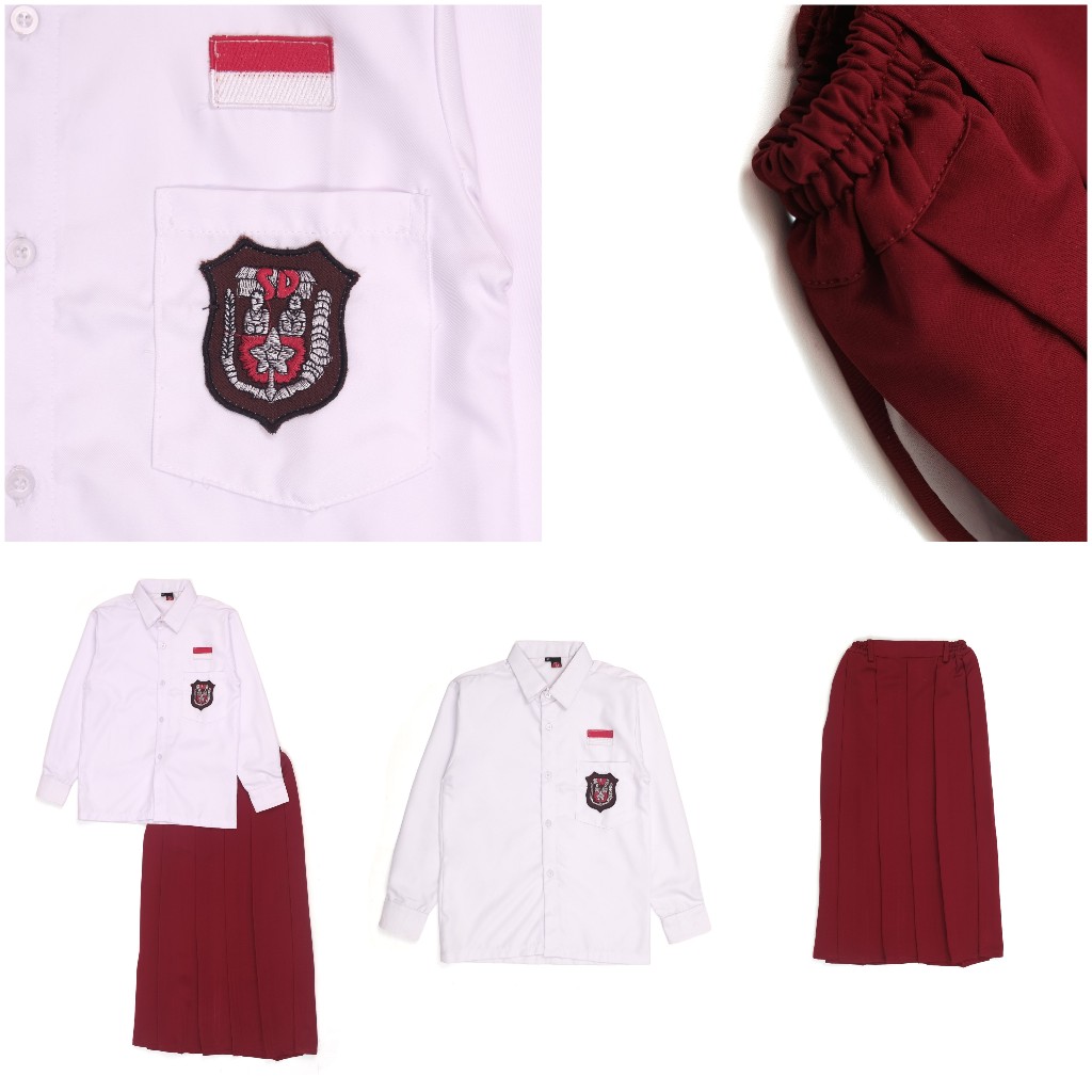 ROK SERAGAM SEKOLAH ROK SD MODEL REMPEL LIMPIT BAN PINGGANG KARET MERAH BAHAN PREMIUM TEBAL NYAMAN - Gambar 3