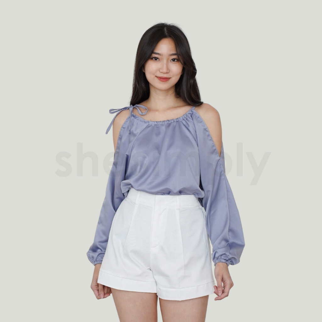 Shesimply Selene Satin / Top Wanita / Blouse Casual Korean Wanita - Gambar 2