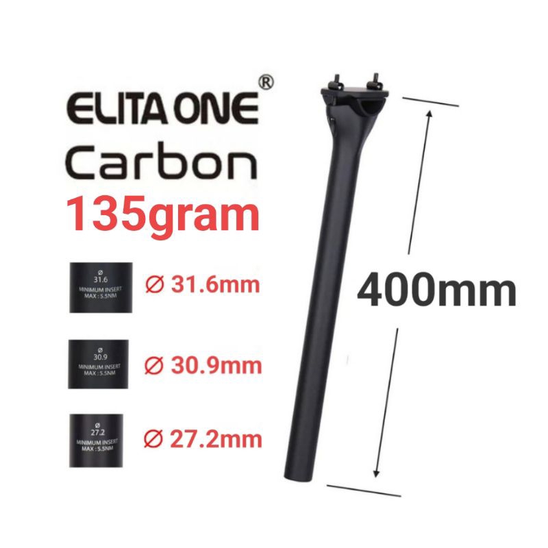 Seatpost Carbon Elita One ultralight 135g Roadbike MTB Gravel Bike