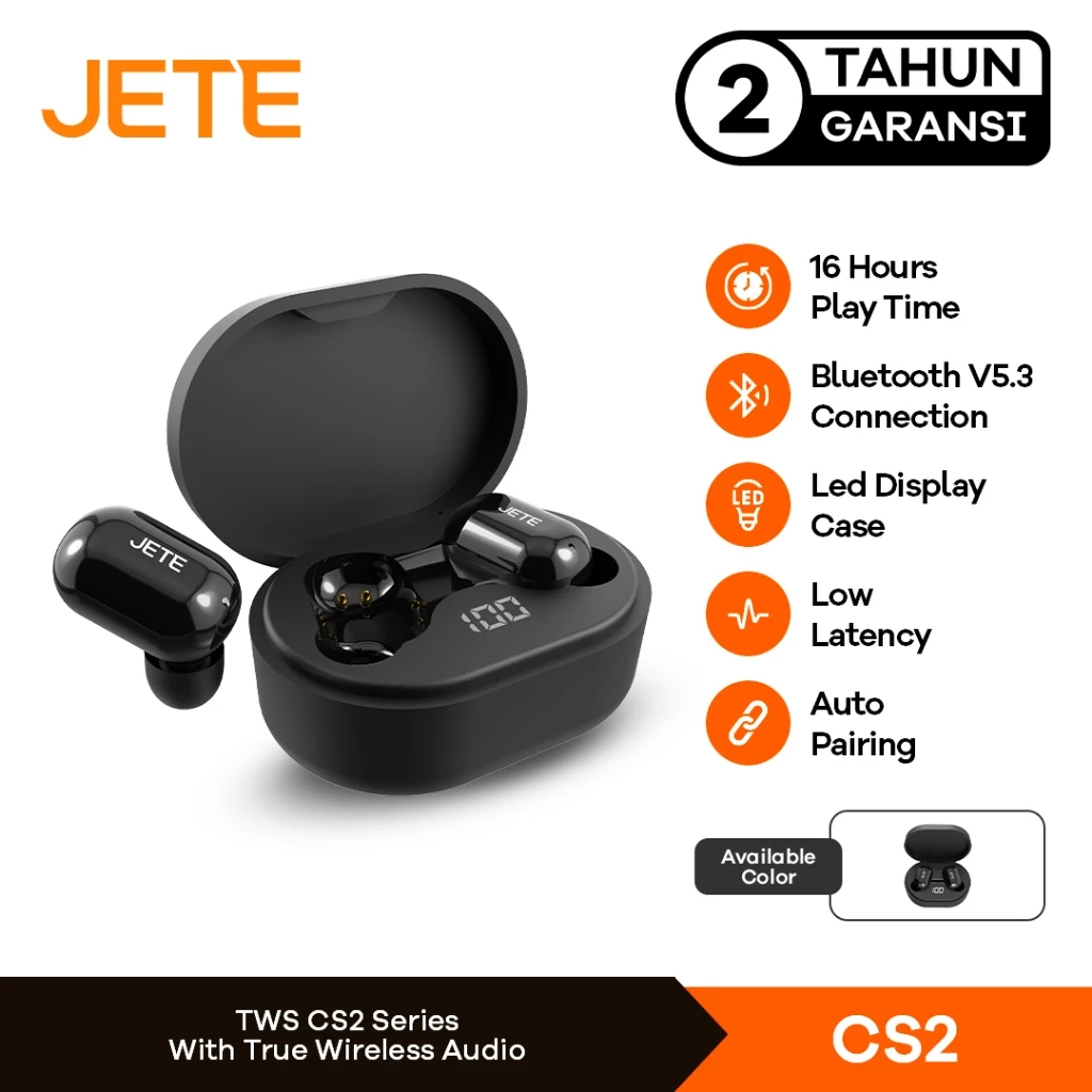 JETE CS2 TWS Earbuds Headset Bluetooth V5.3 - Garansi 2 Tahun