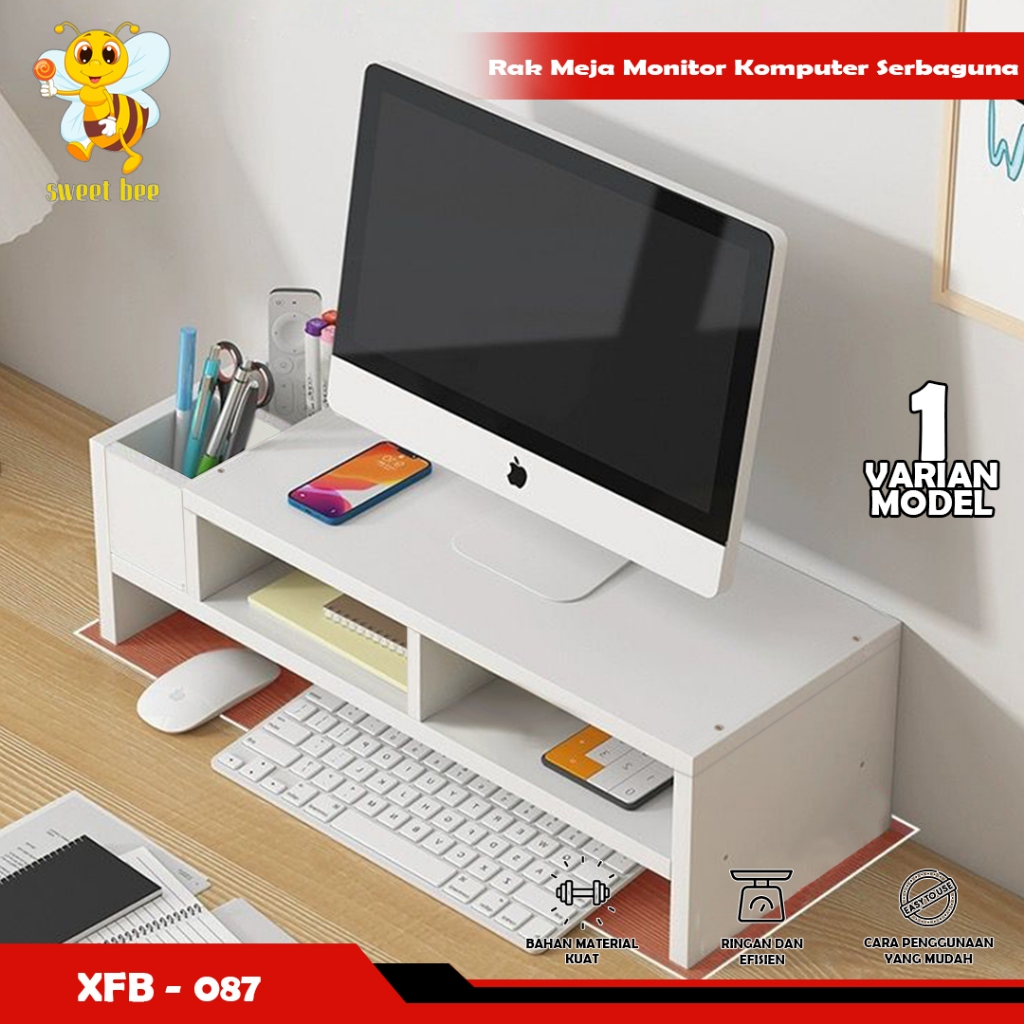Office desktop storage double-layer computer storage rack - SWEETBE ...