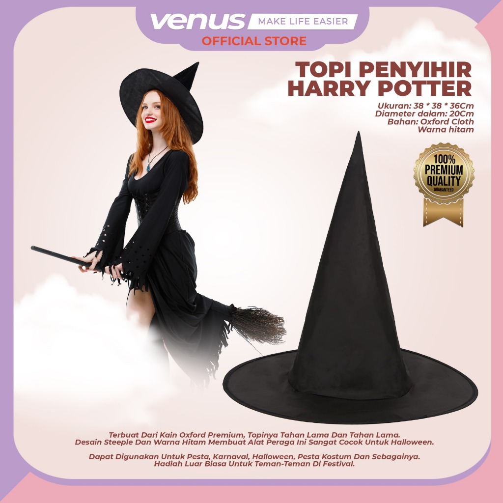 HITAM Venusjkt - Halloween Party Hat Steeple Magic Hat Cool Black Witch ...