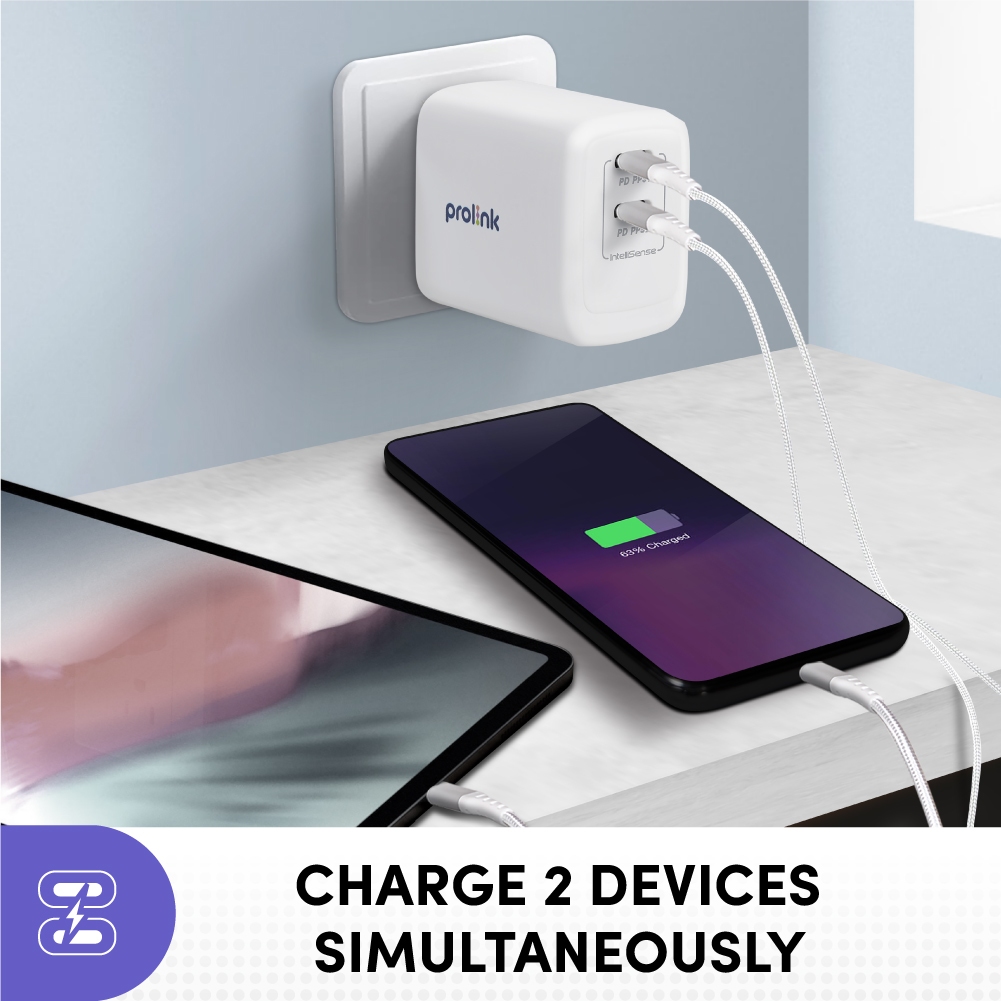 Prolink Kepala Charger 48W / 2-port / GaN PD Type-C Super Fast Charging - Gambar 2