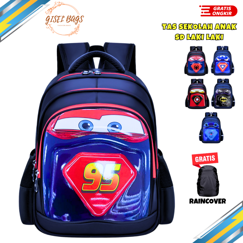 Boys School Bags Elementary School Backpacks Boys spiderman motif Embossed Embossed Waterproof Shopee Singapore