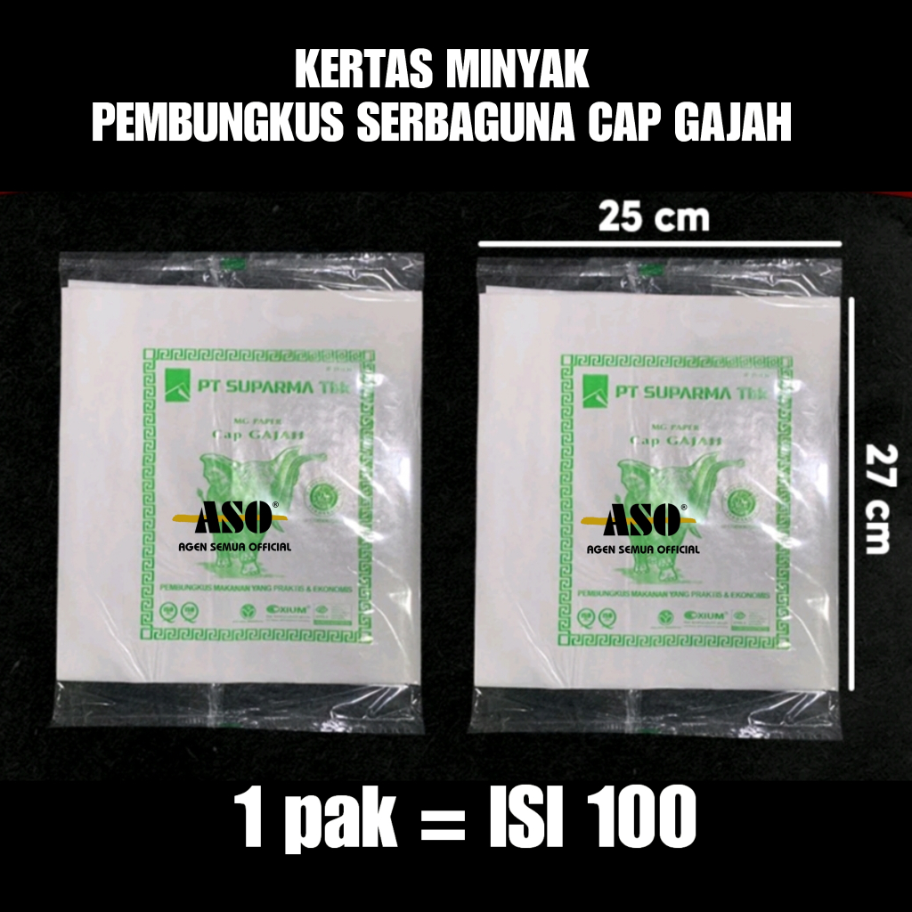 KERTAS NASI KFC kertas burger kertas mcd kertas pembungkus nasi CAP GAJAH kertas minyak ISI 100 lembar PROMO !!!