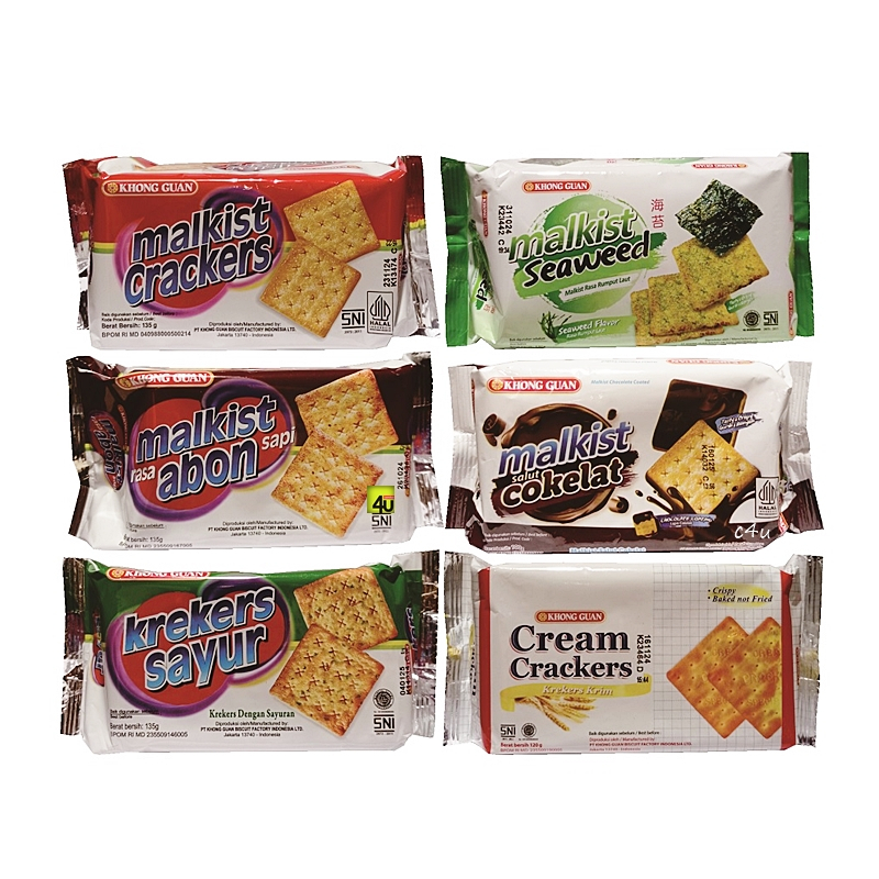 Khong Guan Malkist Biscuit Snack, Crackers Vegetable Crackers, Cream ...