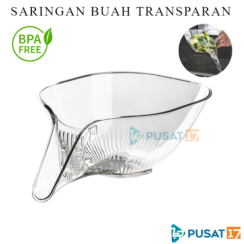 PUSAT17 SARINGAN BUAH TRANSPARAN PREMIUM BASKOM CUCI BUAH SAYUR WADAH TEMPAT CUCI SAYURAN FILTER KERANJANG TEMPAT BUAH SAYUR SARINGAN PERLENGKAPAN DAPUR