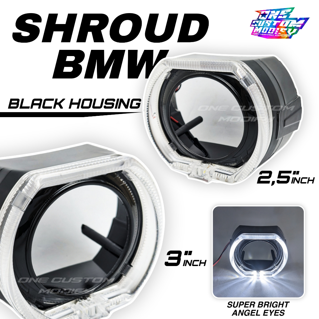 PUTIH Shroud BMW Biled Black Projector White 2.5 Inch CR7 Premium ...