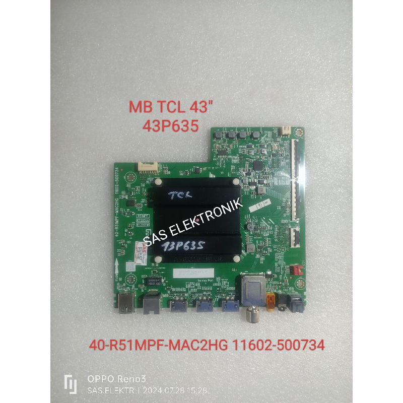 MESIN Mb BOARD MOTHERBOARD MAINBOARD LED TV Machine TCL 43 INCH SMART ...