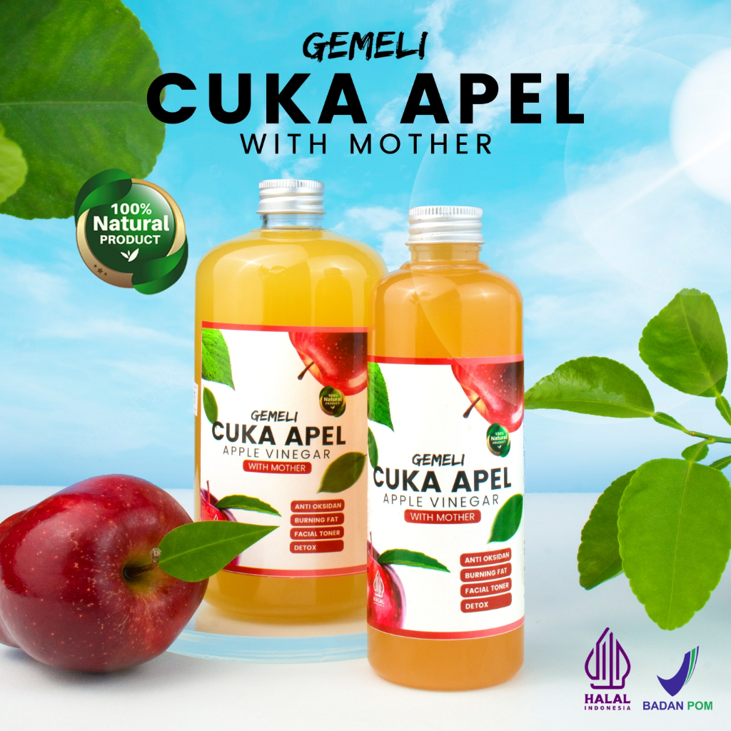 Cuka Apel Gemeli Original 1000ml With Mother Premium
