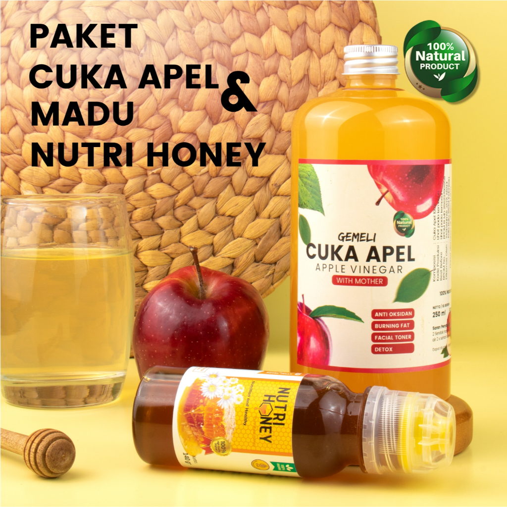 Paket Cuka Apel Premium 500ml dan Madu Murni Raw Honey 140gr - Gambar 4