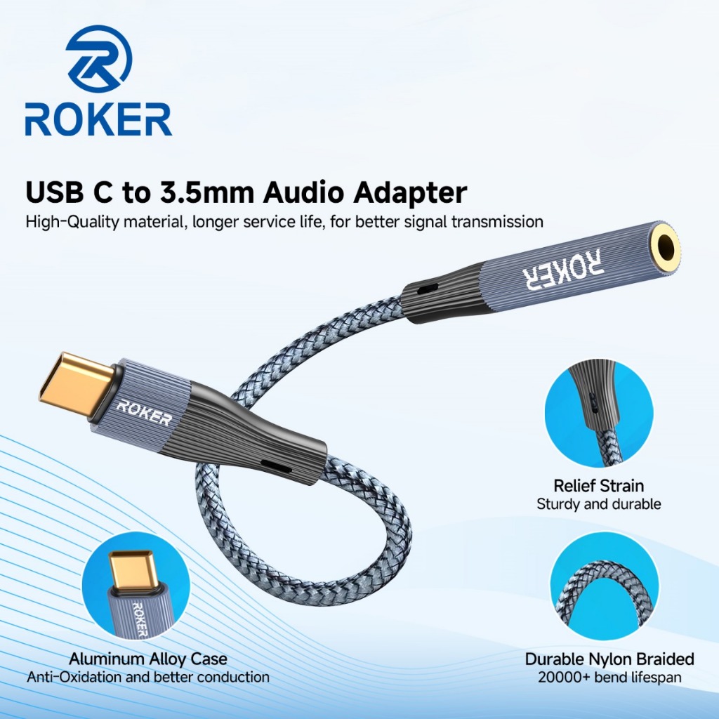 Splitter Adapter Roker DAC80 JACK To TYPE C Android IPAD iP 15 Stereo - Gambar 4