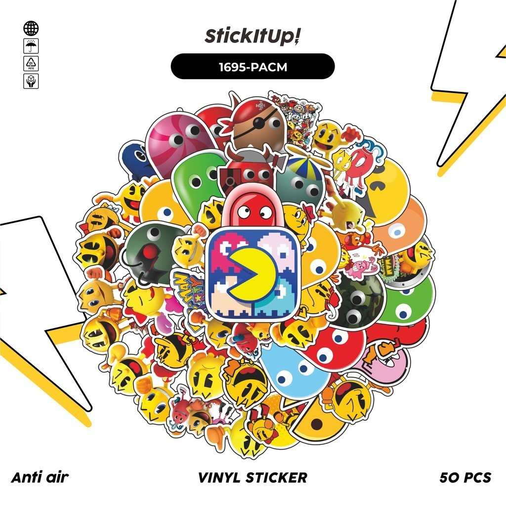 100 Pcs Sticker Pack GAME SERIES PACMAN Cute Aesthetic Vinyl Waterproof ...