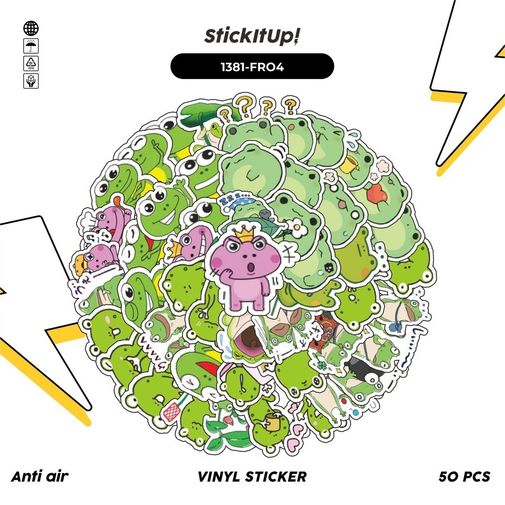 HP COD 100 Pcs Kawaii Frog Sticker Pack Cute v4 Frog/ Aesthetic Vinyl ...