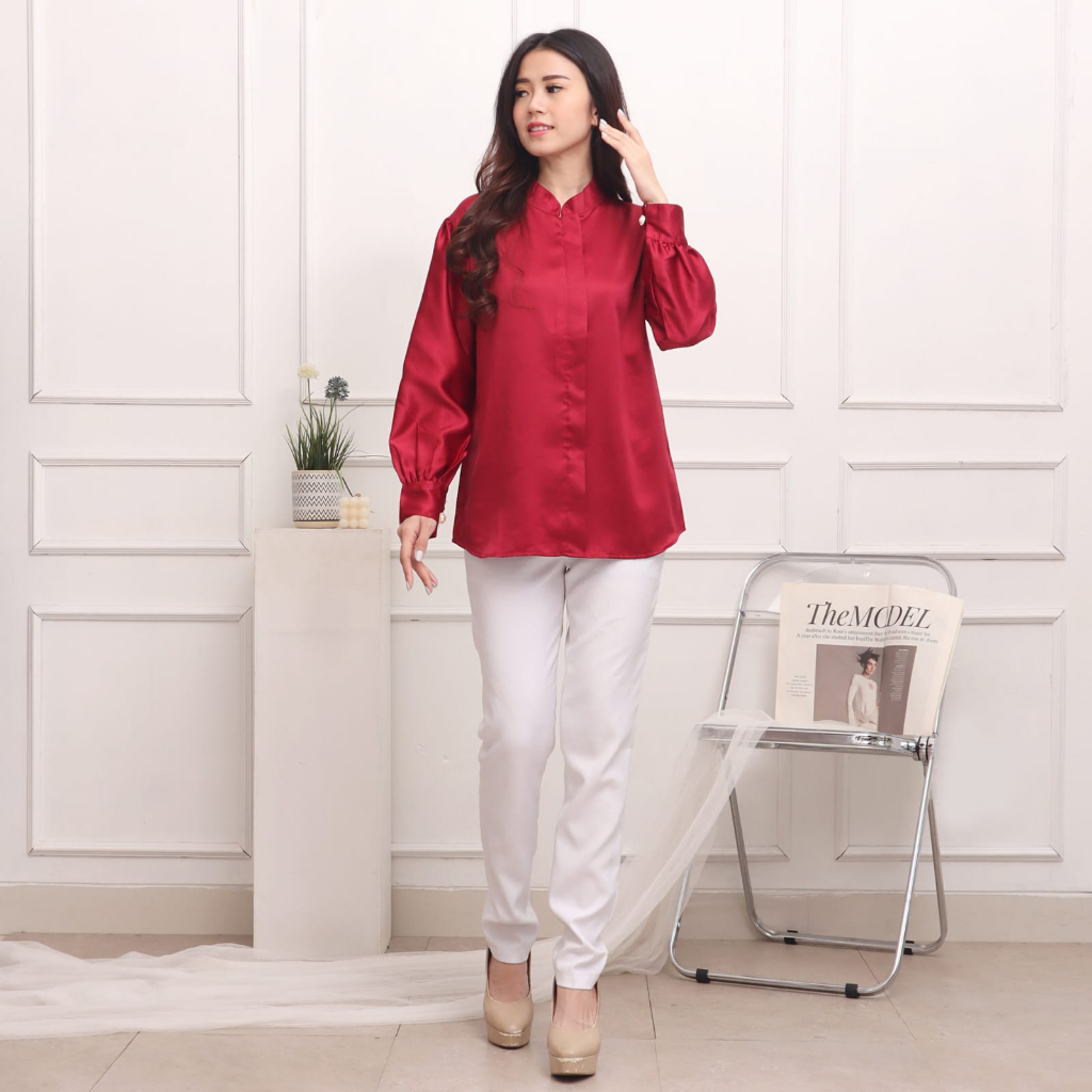 Binx Fashionholic Blouse Debora/blouse Atasan Wanita satin - Gambar 2
