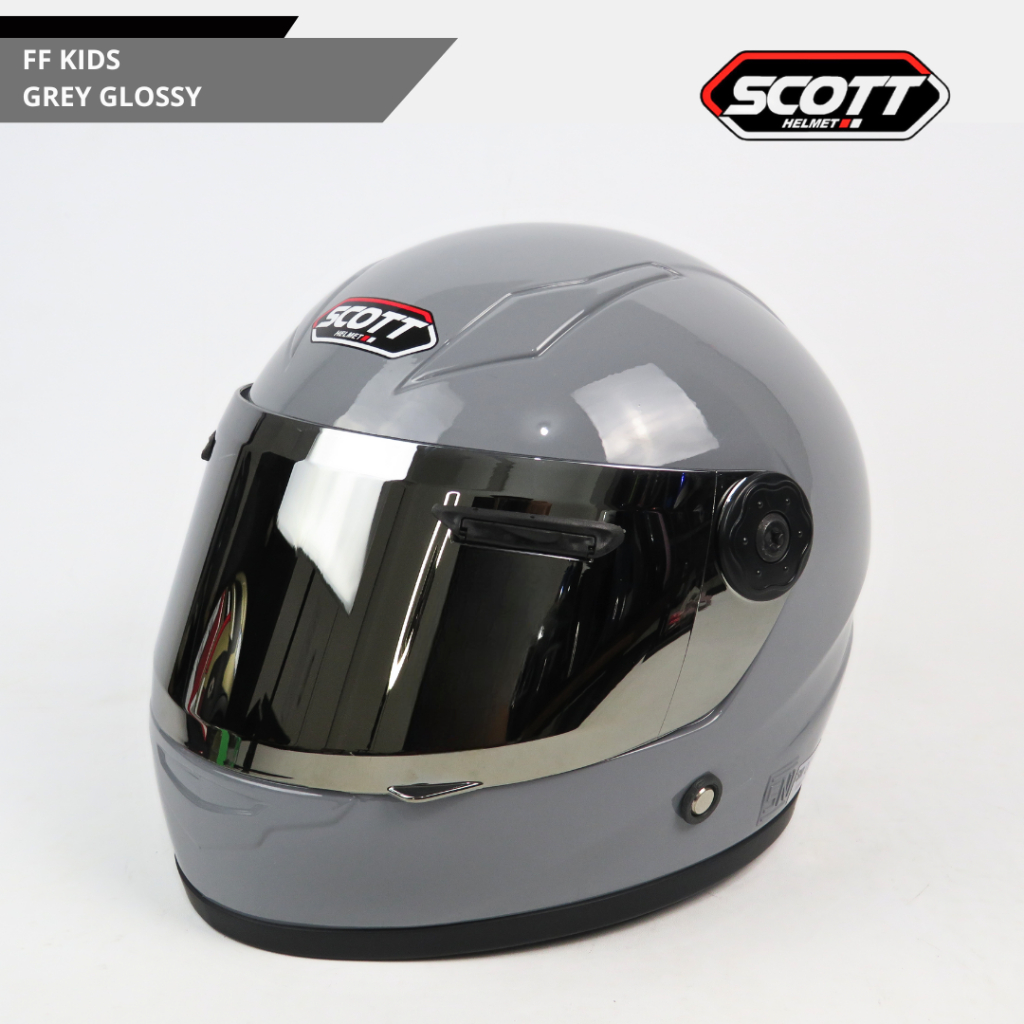 Scott - Helm Anak Full Face FF Kids J-1 SNI / Grey Plain Glossy - Gambar 4