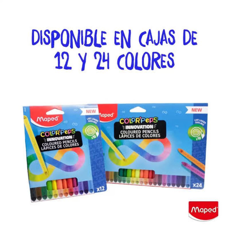 MAPED INFINITY COLOR PEPS WOODLESS COLOR PENCIL SET 12 24 COLORED ...