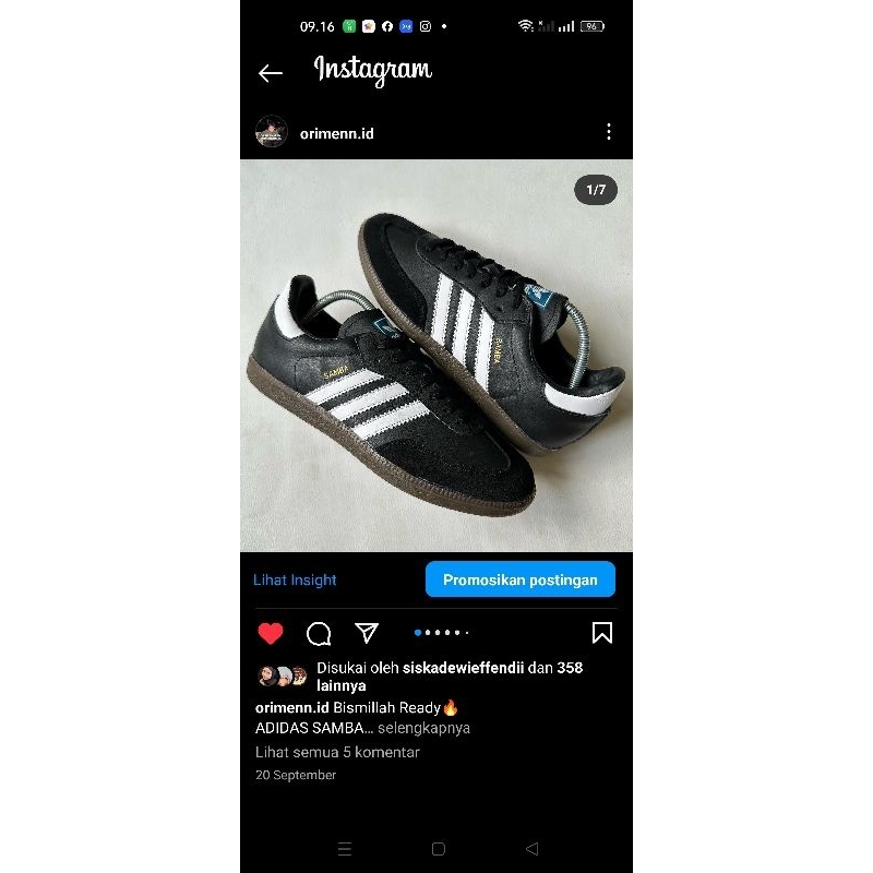 Adidas samba size 42 Shopee Singapore