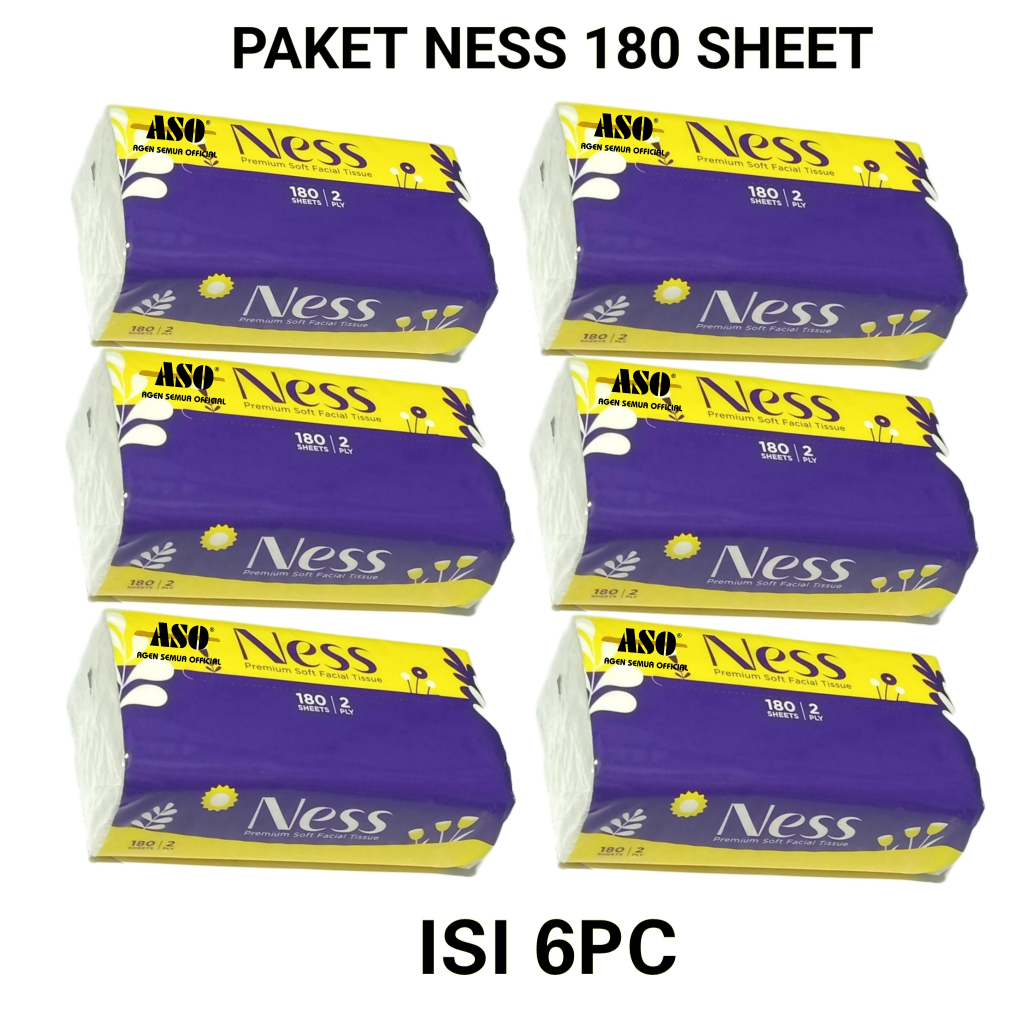 ( PAKET ISI 6 ) Tisu Tissue NESS 180 sheets facial Tissue PROMO !!