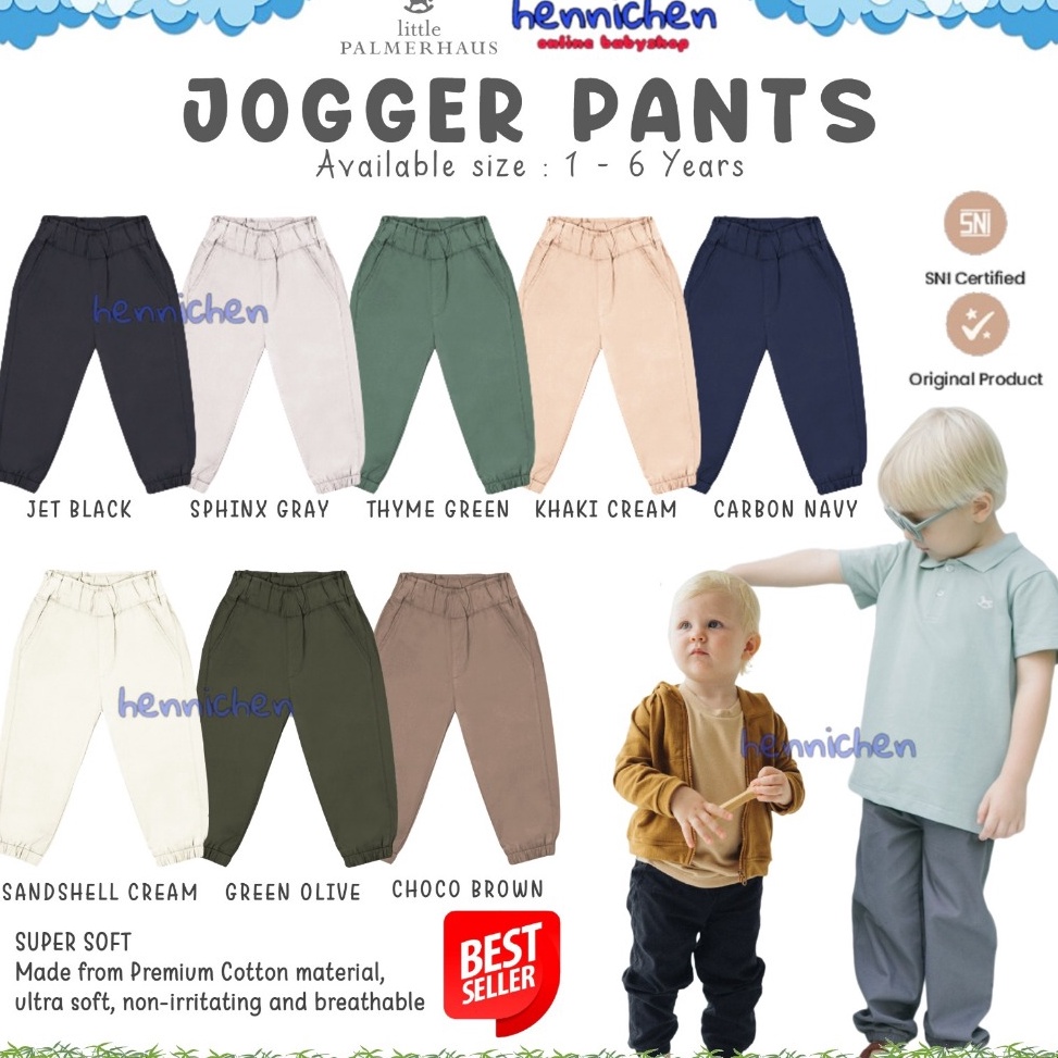 Baby Kids Boys Cotton Cargo Joggers Pants - Cream