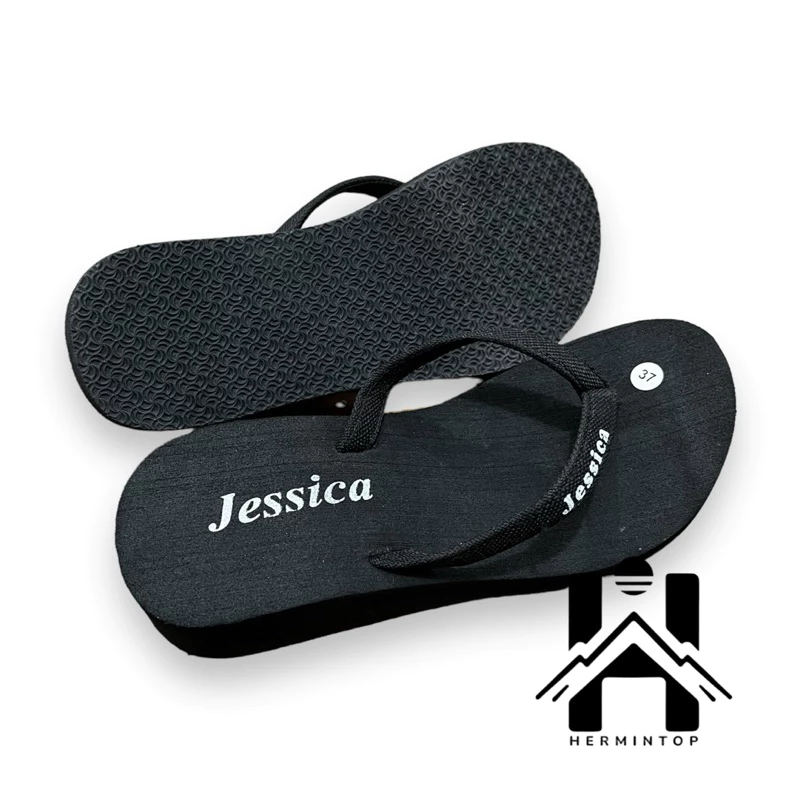 Sandal Wanita Tebal Hitam Marun Coklat Jessica - Gambar 4