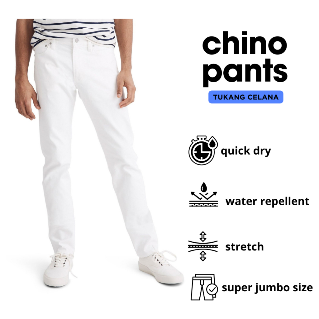 HITAM PUTIH Tkcln~men's White Chinos Trousers Men's Black Long Chinos ...