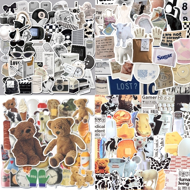 HITAM PUTIH Eghrerr Vintage Korean Style Stickers/Cute Stickers ...