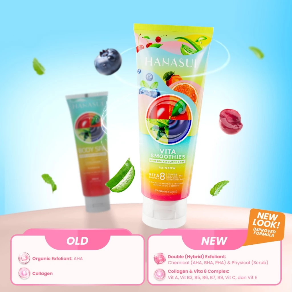 Hanasui Vita Smoothies Body Spa Exfoliating Gel - VITA 8 Complex Double Exfoliator Mengangkat Sel Kulit Mati & Menjaga Kelembapan Kulit - Gambar 4