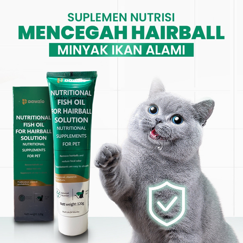 PAWZIO Suplemen-Gel Nutrisi Untuk Masalah Hairball pada kucing Dengan Nutrisi Minyak Ikan 120 Gr - Gambar 2