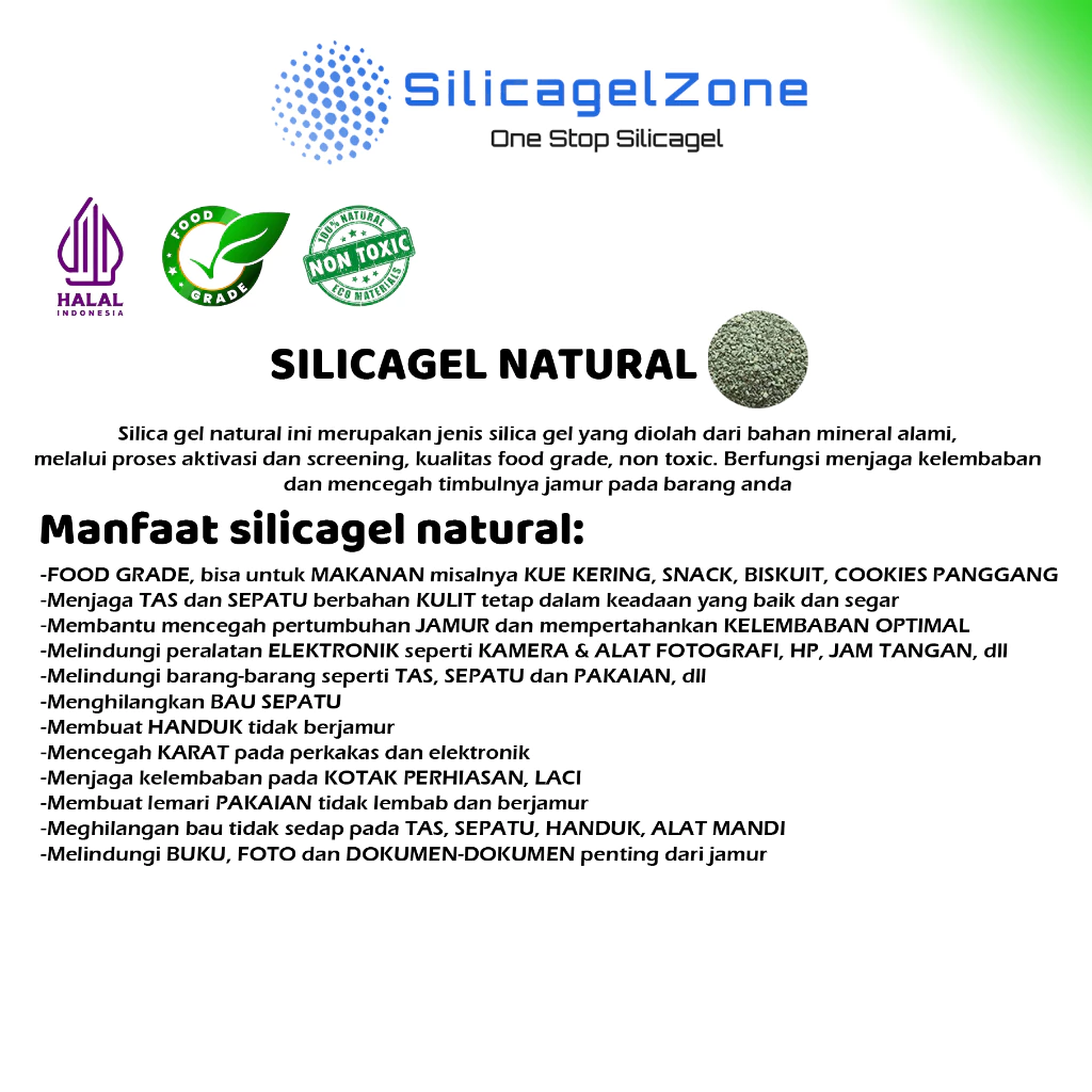 Silica Gel JUMBO NATURAL 1Kg TERMURAH FOOD GRADE - Gambar 2