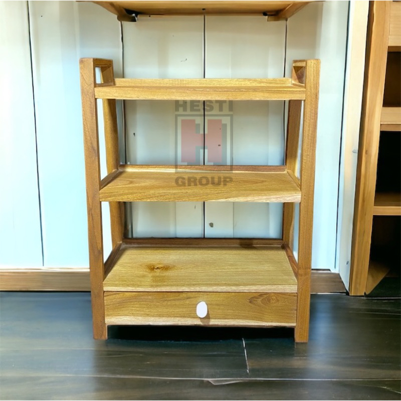 KAYU Combination spice rack Wooden 3 tier drawer rack / Wooden cosmetic ...