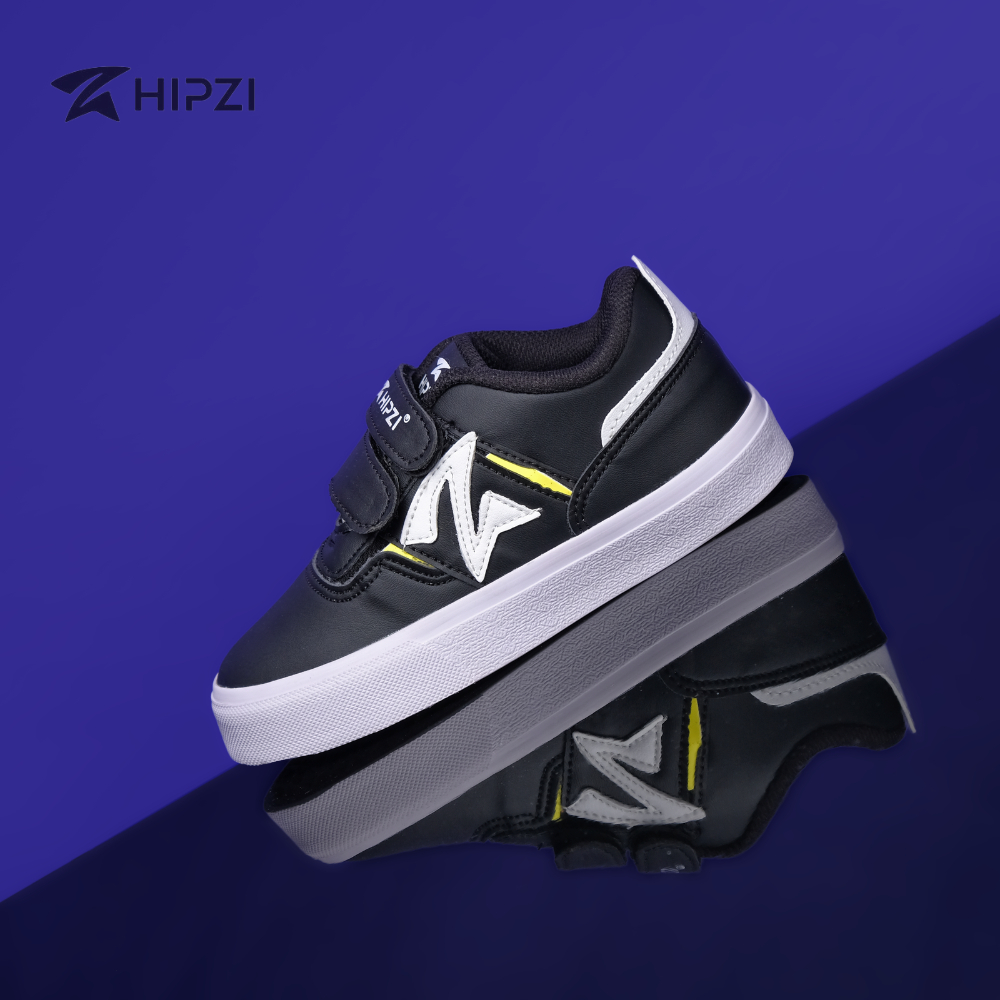 HIPZI - Sepatu Anak Sneaker Laki Laki & Perempuan Sekolah SD TK PAUD Sport Olahraga Ringan Anti Selip dengan Desain Nyaman Trending 2026 - HNBN Hitam Putih - Gambar 4