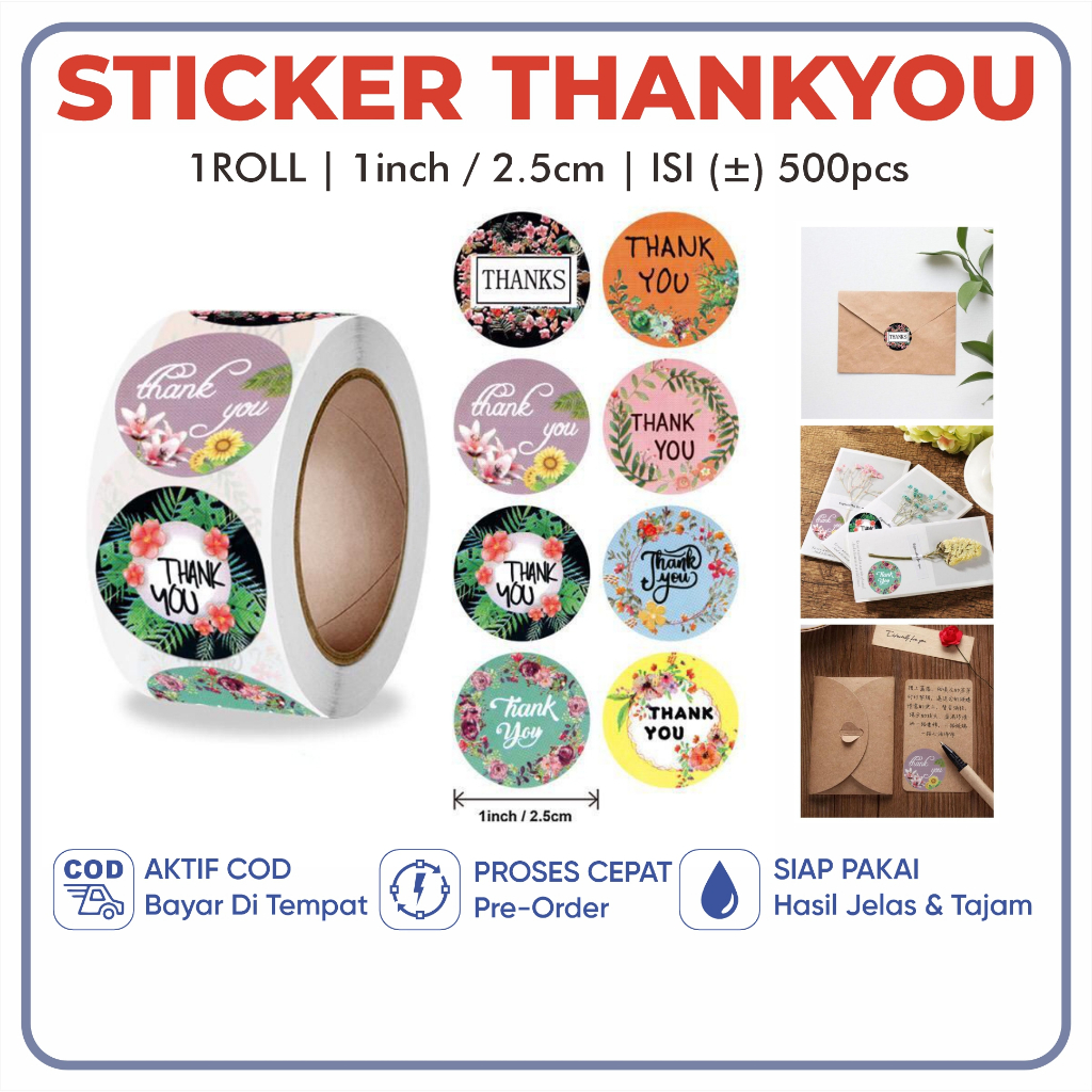 Thankyou STICKER 1 ROLL 500pcs/THANK YOU STICKER/500pcs THANK YOU ...