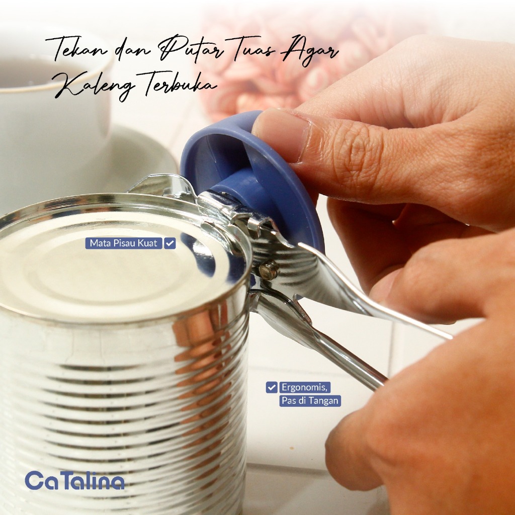 Alat Pembuka Kaleng Putar Can Opener Stainless No Ribet - Gambar 4