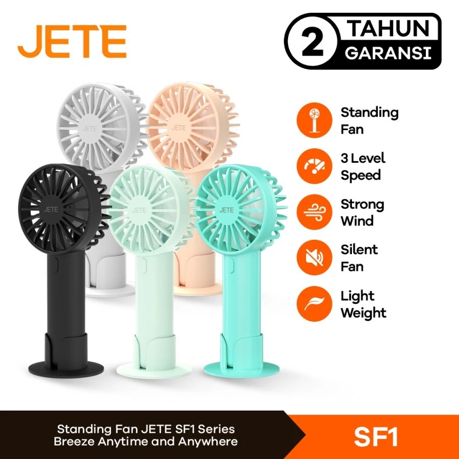 JETE SF1 Kipas Angin Portable With Holder Dock 14cm - Garansi 2 Tahun (RTL)