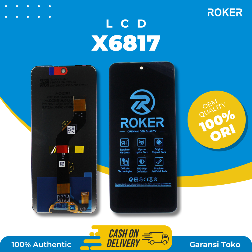 ROKER LCD TOUCHSCREEN INFINIX X6817 / X6816 / HOT 12 / TECNO POVA NEO 2, POVA NEO 3, POVA 4 FULLSET BY ROKER