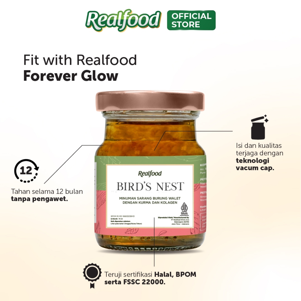 Realfood Triple Bundle Forever Glow Minuman Sarang Burung Walet, 36 Jar - Gambar 4