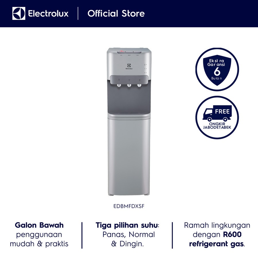 Electrolux Dispenser Air Galon Bawah Silver - Child Lock- Kompresor R600 Ramah Lingkungan - Air Sedingin Kulkas - EDBMFDXSF - Gambar 2