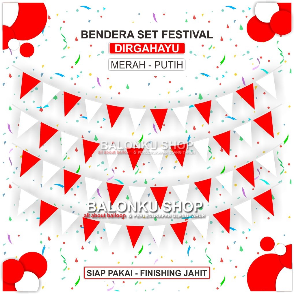 MERAH Red and White Triangle Banner / Red and White Flag / Dirgahayu ...