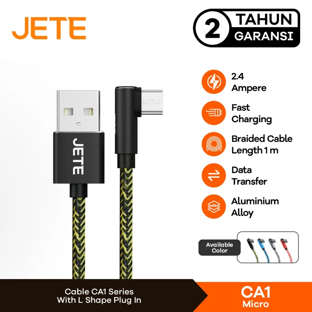 JETE CA1 Kabel Data Micro USB 2.4A Fast Charging - Kabel Data JETE Original Garansi Resmi